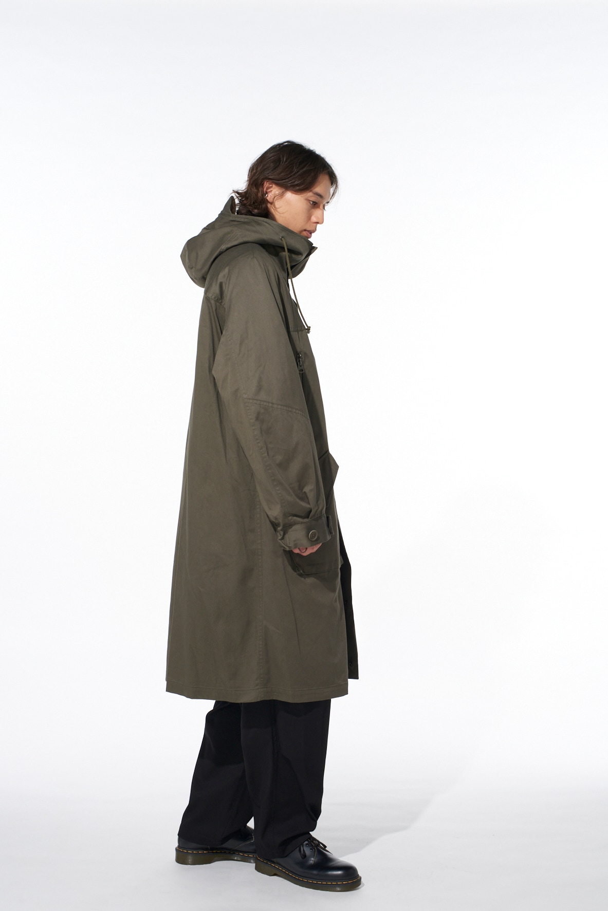 COTTON TWILL HOODED COAT WITH PADDED LINER