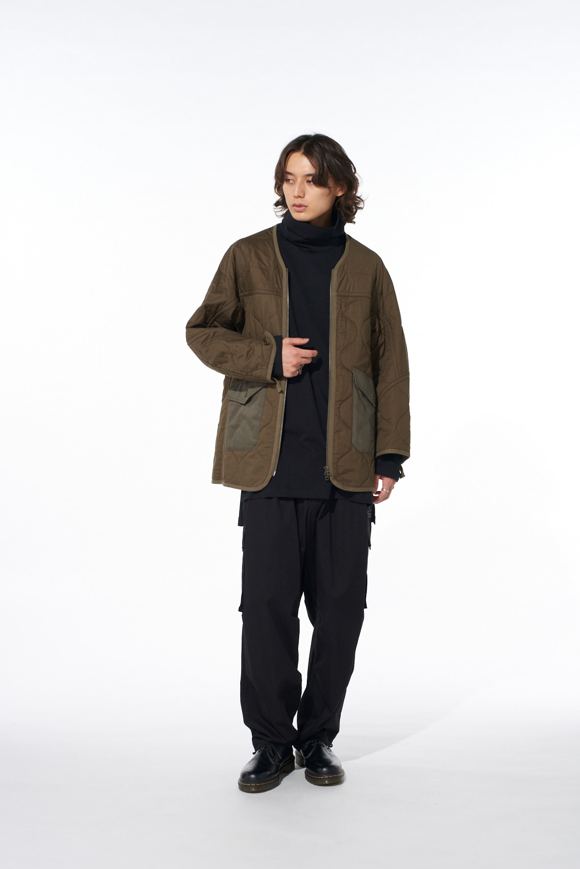 COTTON TWILL HOODED COAT WITH PADDED LINER