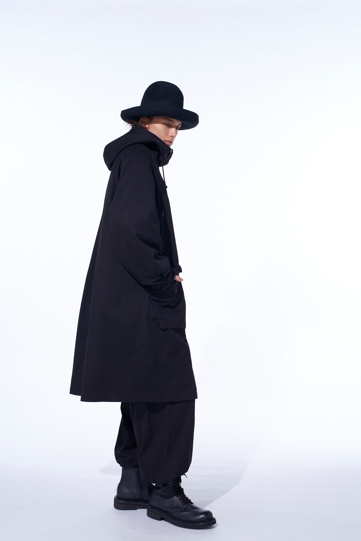 COTTON TWILL HOODED COAT WITH PADDED LINER