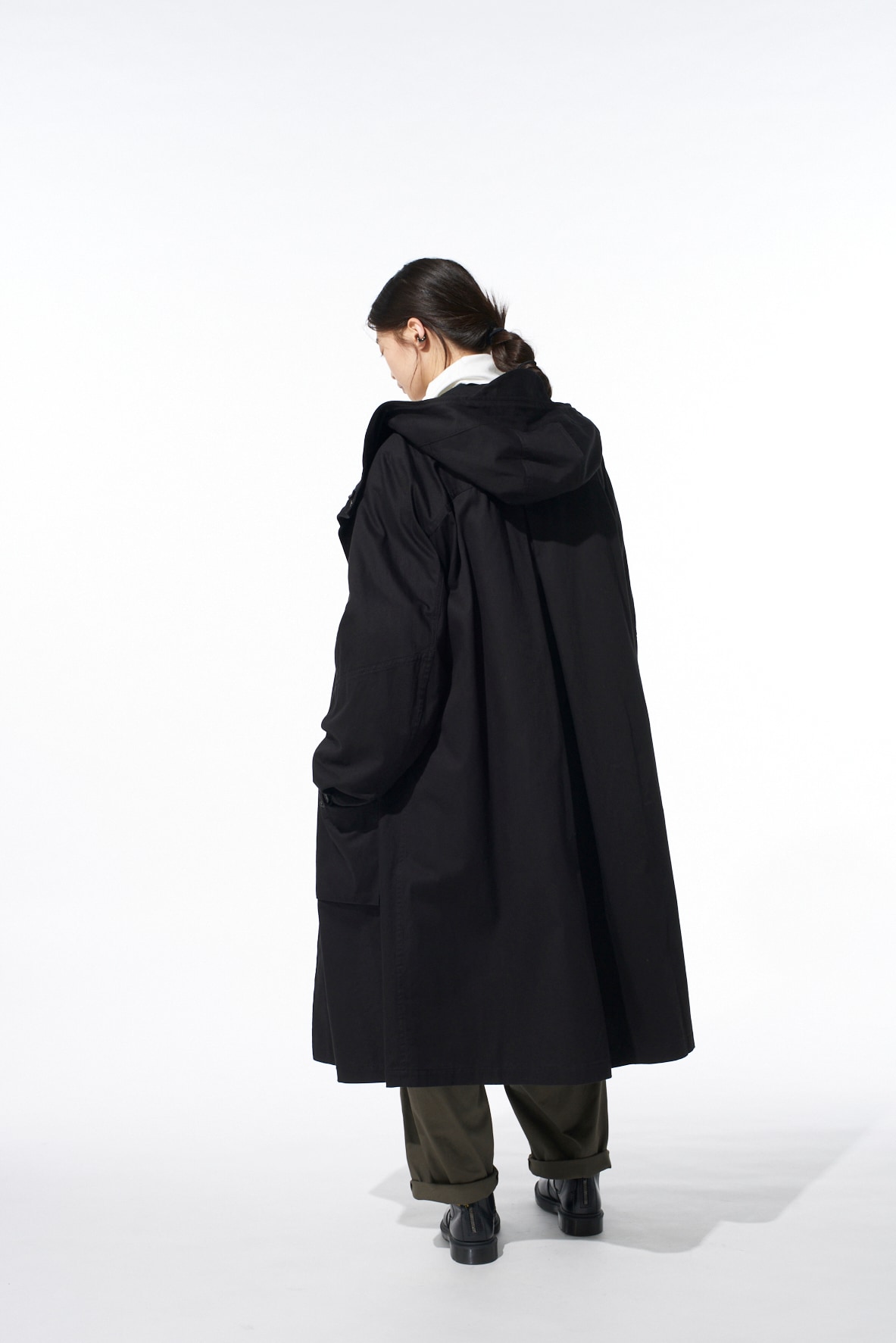 COTTON TWILL HOODED COAT WITH PADDED LINER