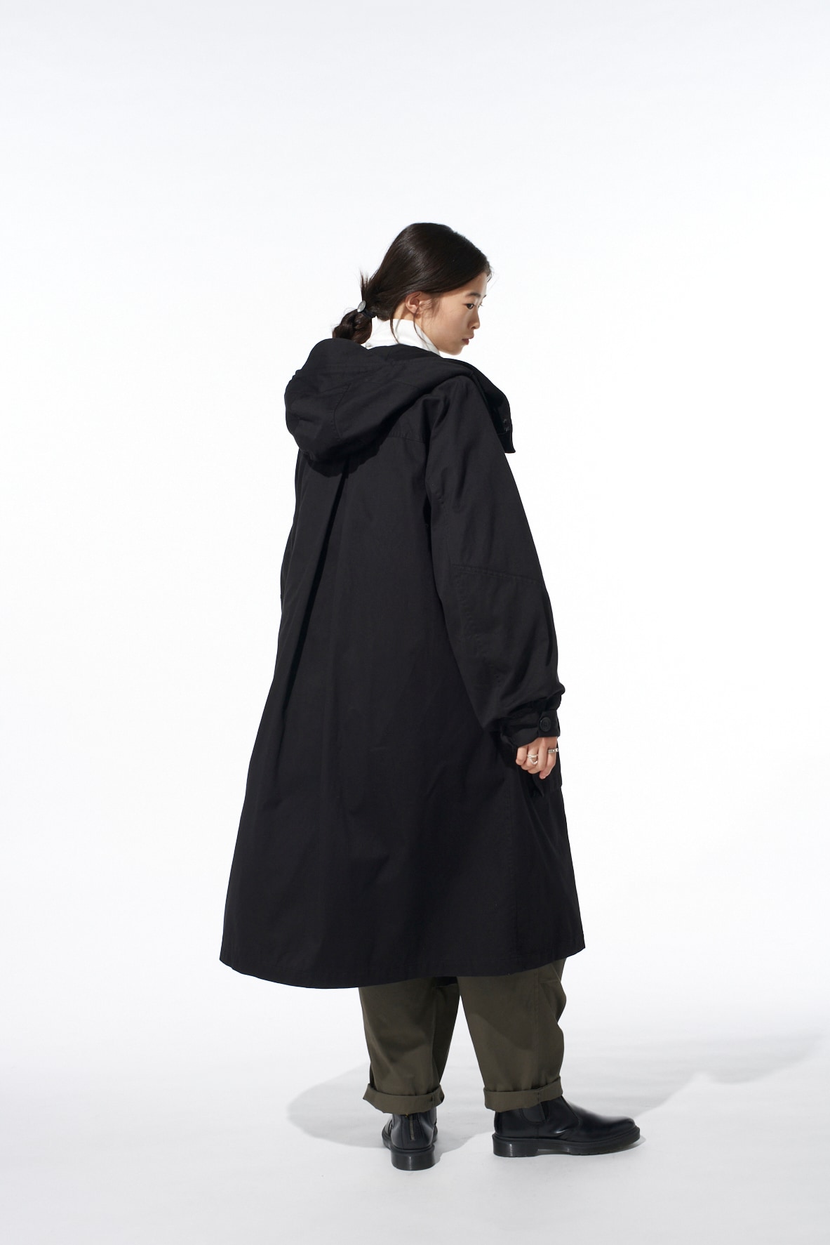 COTTON TWILL HOODED COAT WITH PADDED LINER