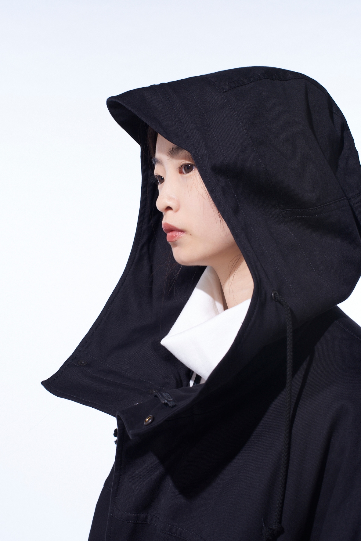 COTTON TWILL HOODED COAT WITH PADDED LINER