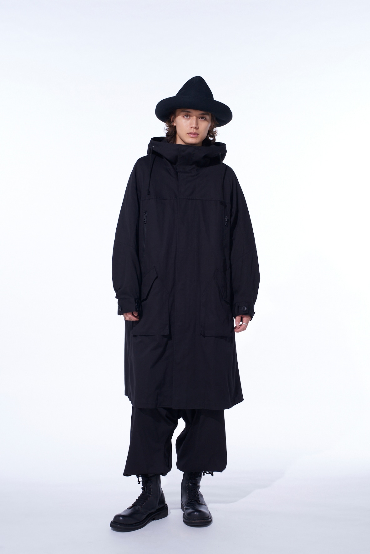 COTTON TWILL HOODED COAT WITH PADDED LINER