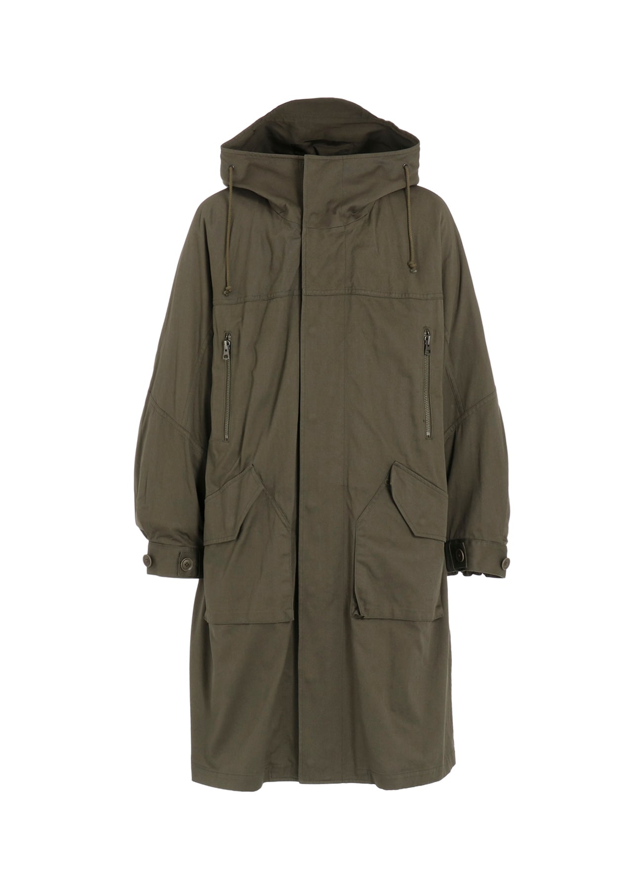 COTTON TWILL HOODED COAT WITH PADDED LINER
