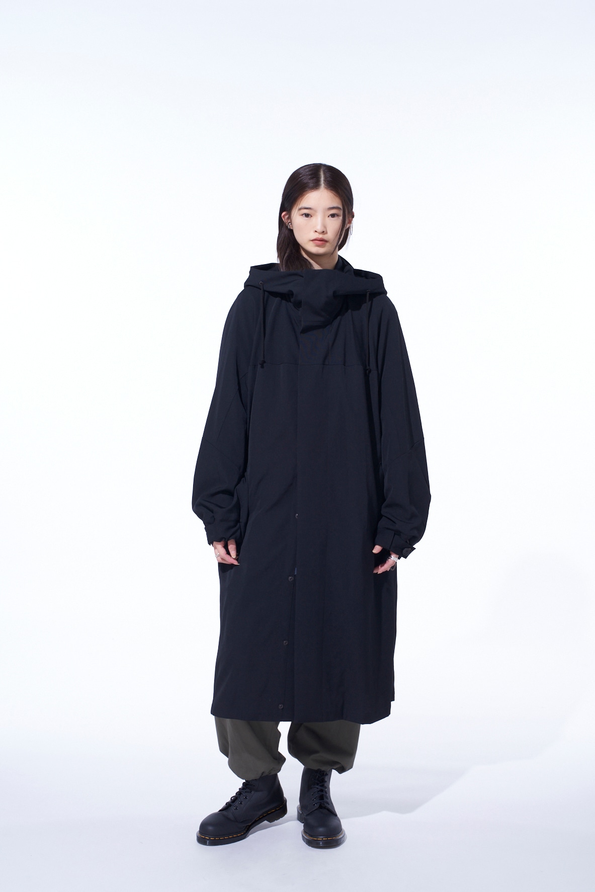 WASHER WOOL GABARDINE MILITARY COAT