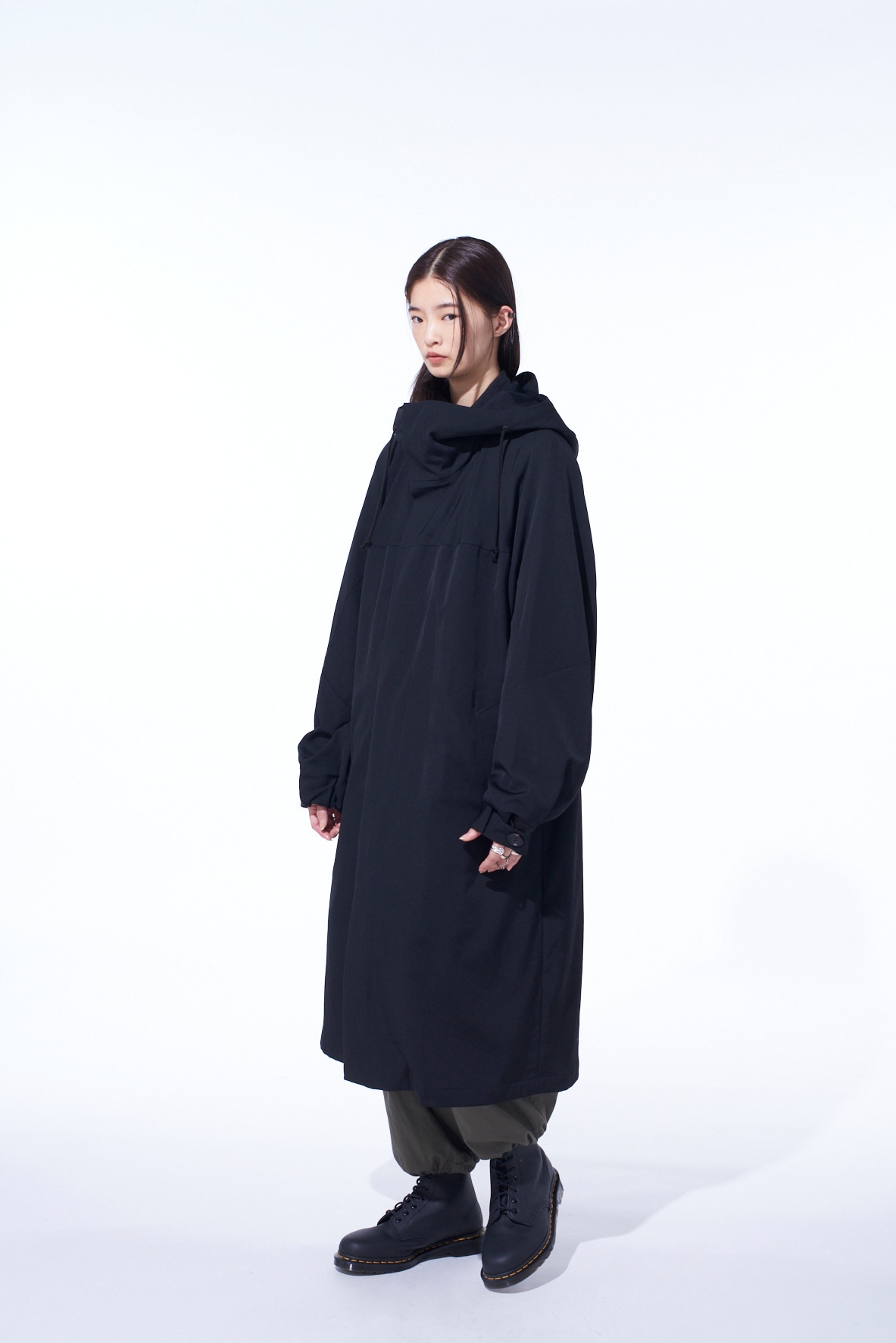 WASHER WOOL GABARDINE MILITARY COAT