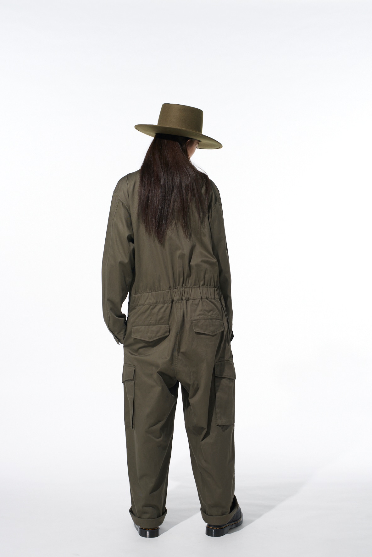 COTTON TWILL 6-POCKET ZIP-UP JUMPSUIT