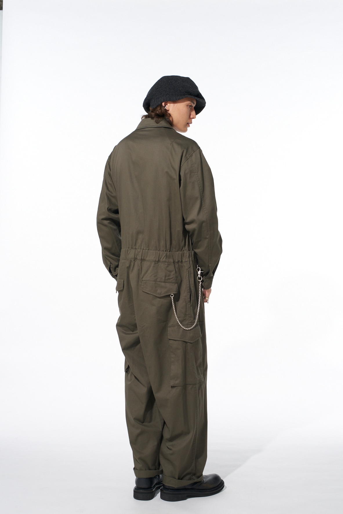 COTTON TWILL 6-POCKET ZIP-UP JUMPSUIT