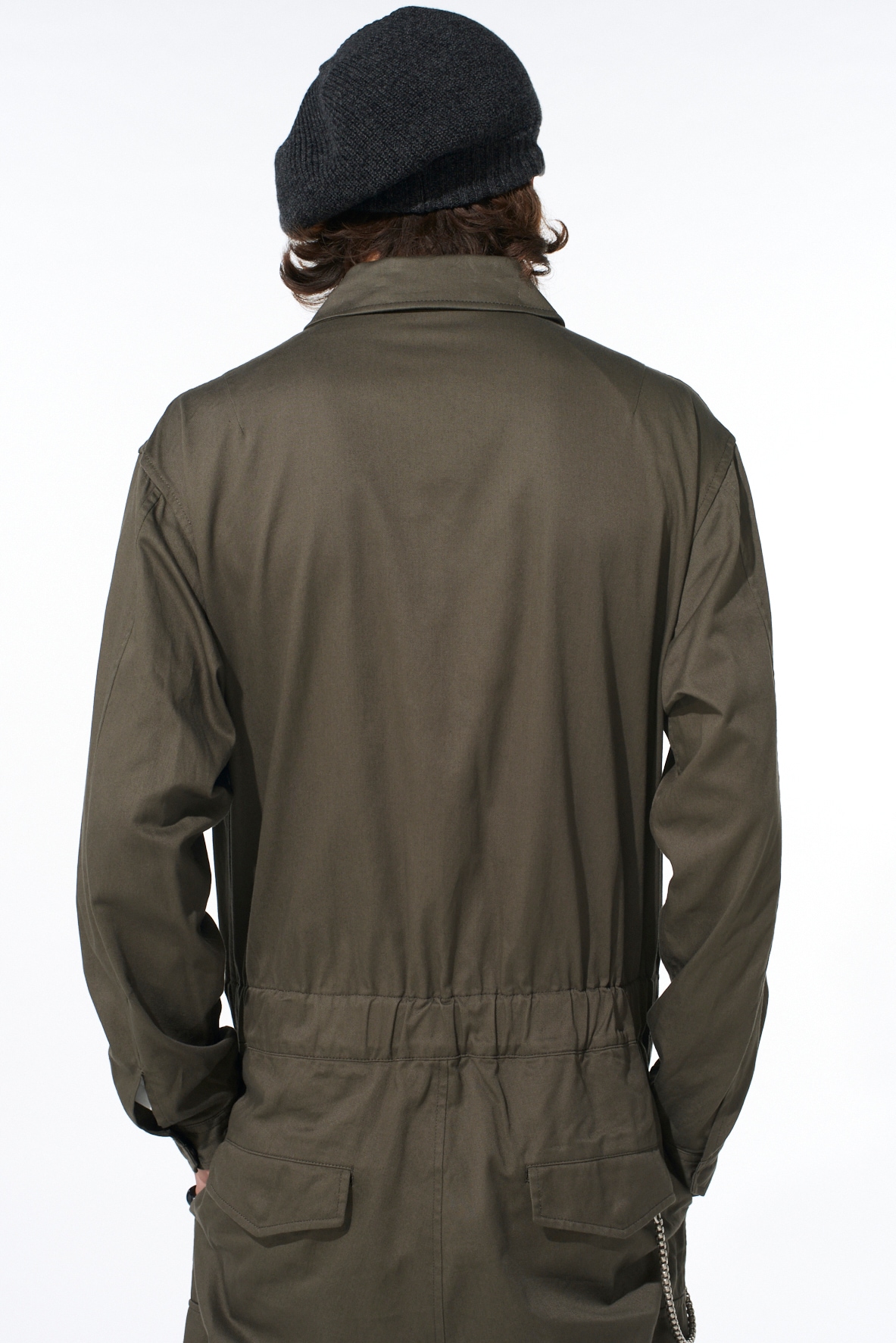 COTTON TWILL 6-POCKET ZIP-UP JUMPSUIT