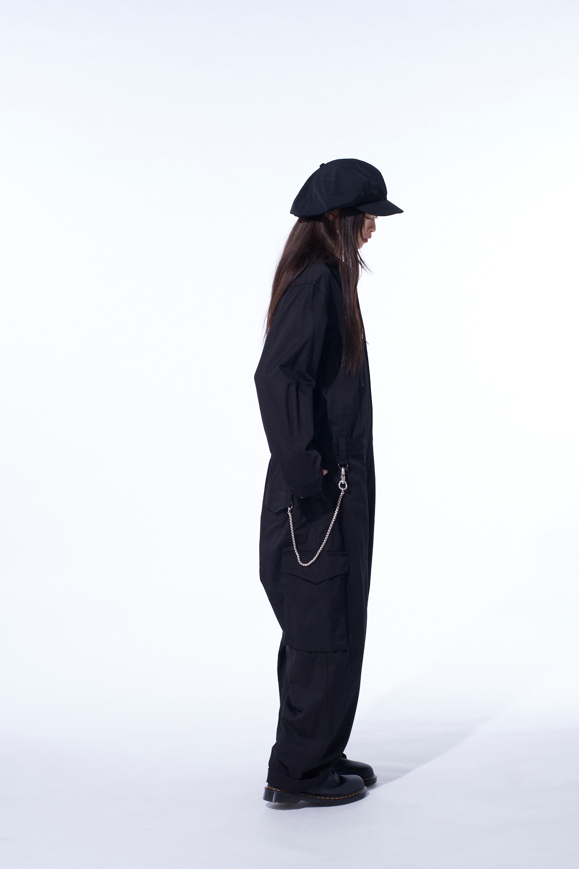 COTTON TWILL 6-POCKET ZIP-UP JUMPSUIT