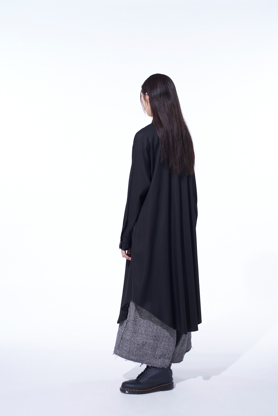 RAYON TWILL LAYERED LONG SHIRT DRESS