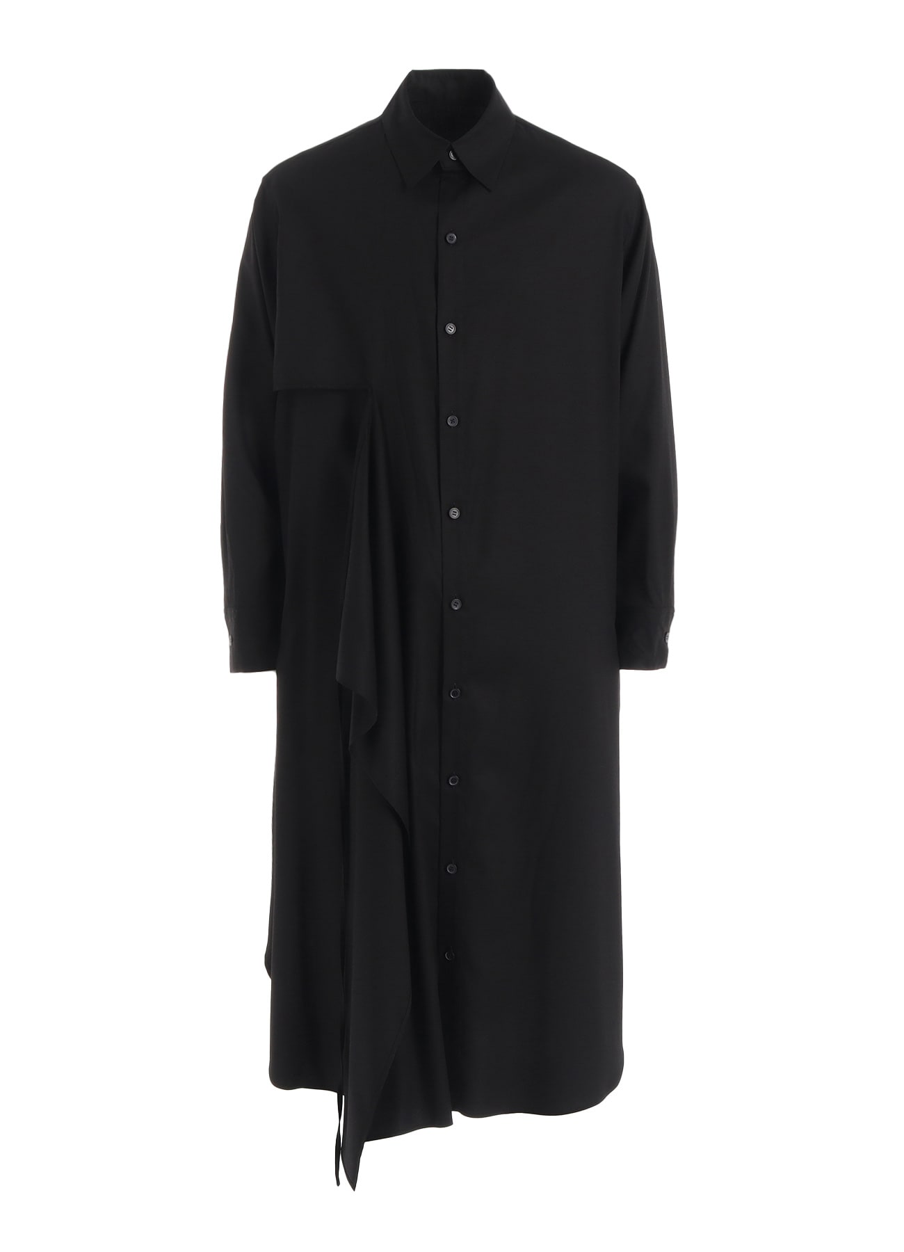 RAYON TWILL LAYERED LONG SHIRT DRESS