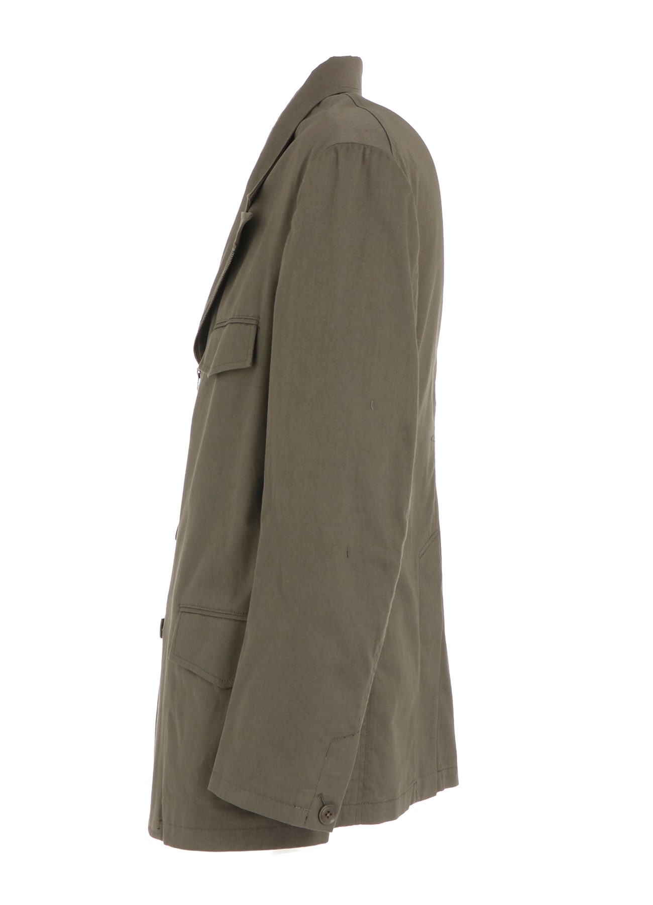 COTTON TWILL PEAKED LAPEL TAILORED JACKET