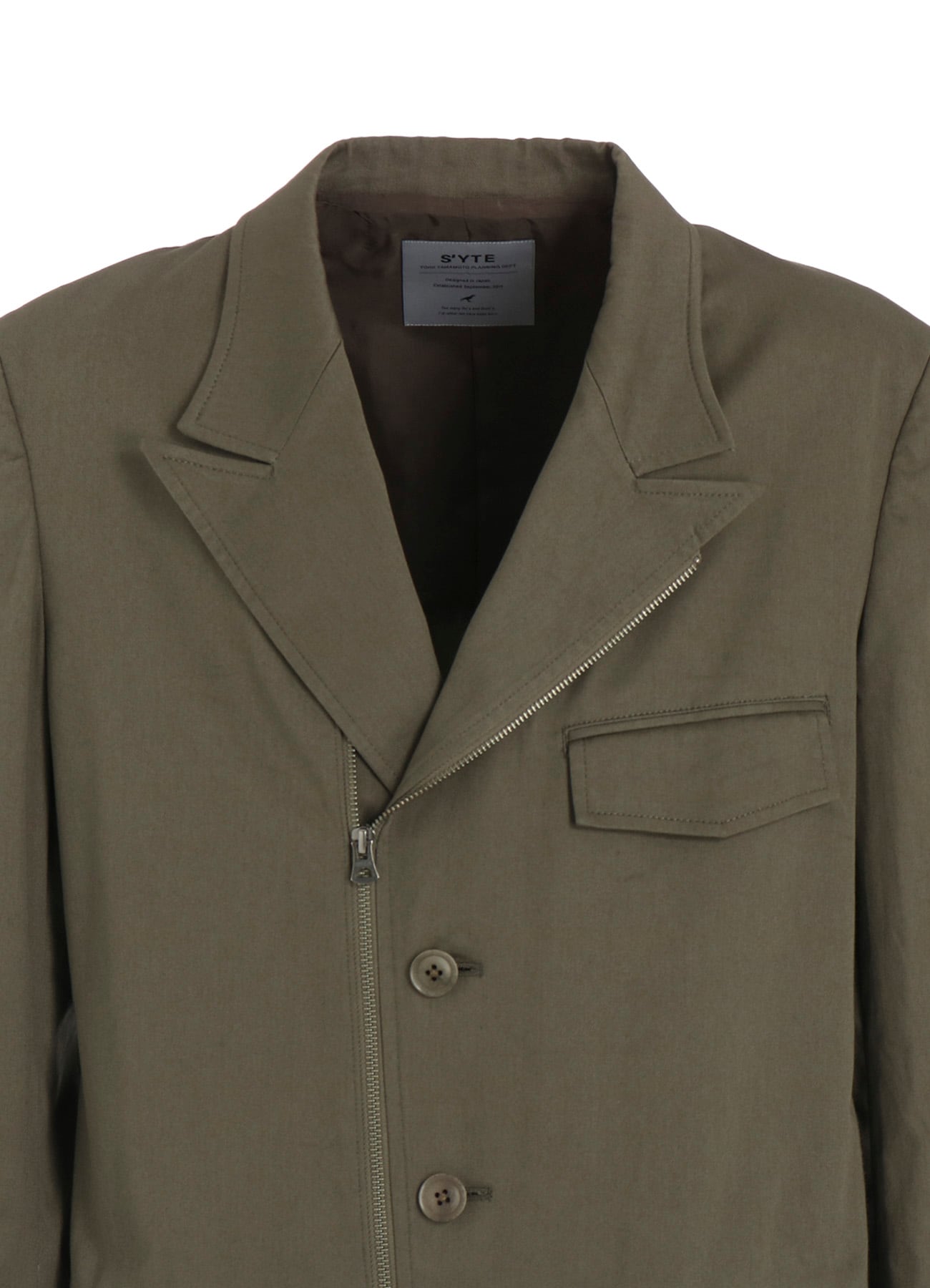 COTTON TWILL PEAKED LAPEL TAILORED JACKET