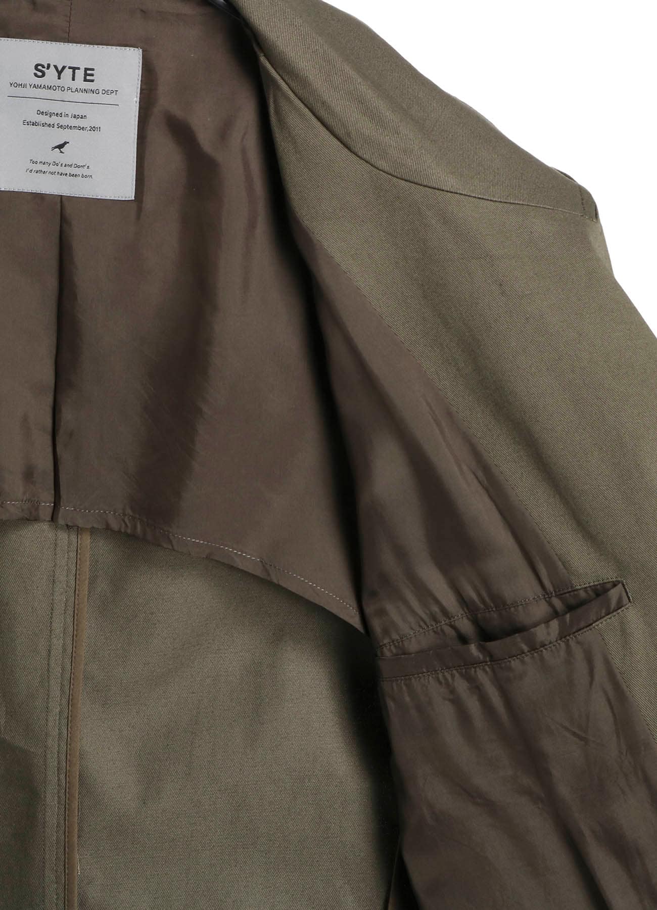 COTTON TWILL PEAKED LAPEL TAILORED JACKET