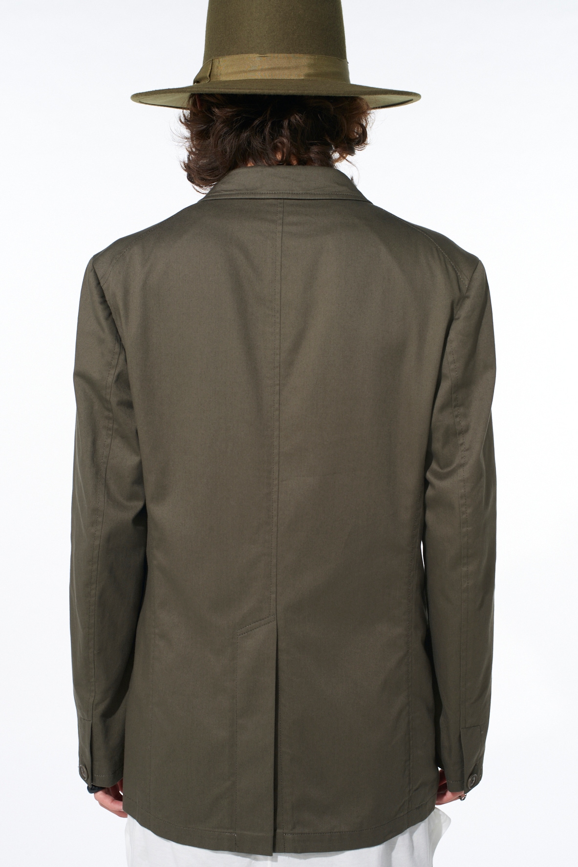 COTTON TWILL PEAKED LAPEL TAILORED JACKET