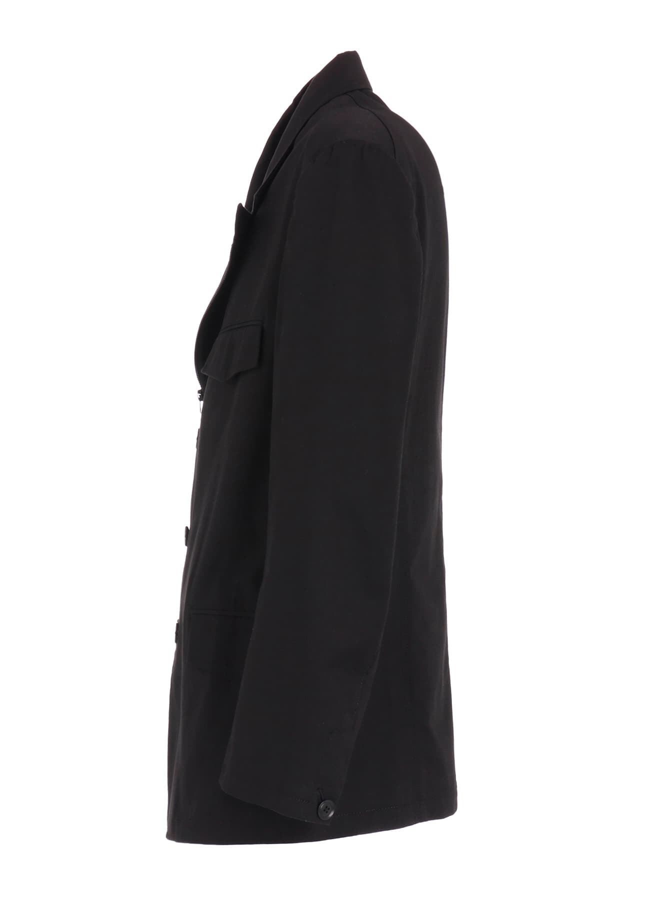 COTTON TWILL PEAKED LAPEL TAILORED JACKET