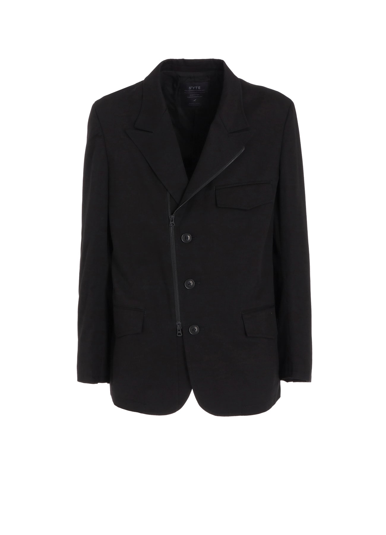COTTON TWILL PEAKED LAPEL TAILORED JACKET