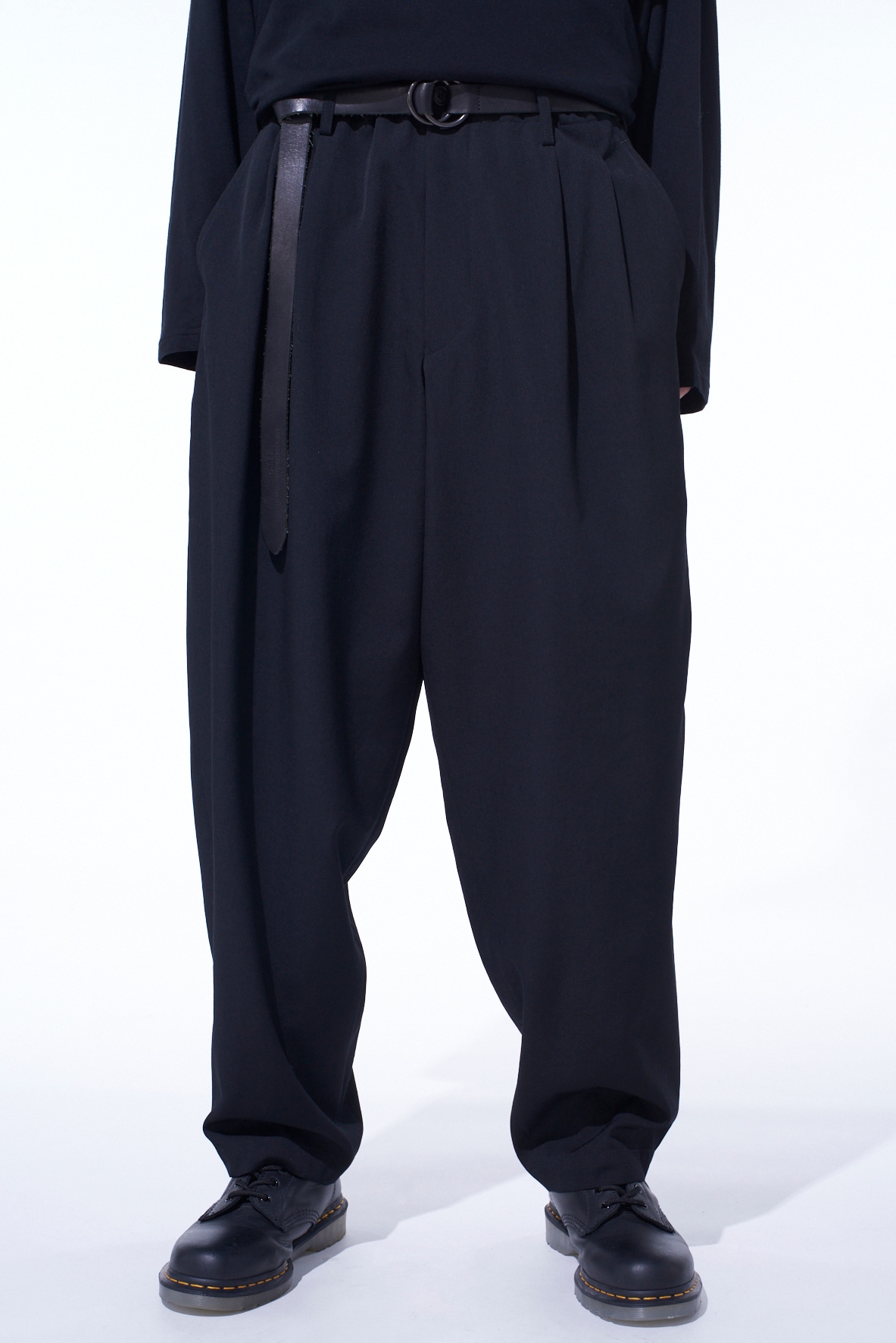 WASHER WOOL GABARDINE 2 TUCK SUSPENDER PANTS