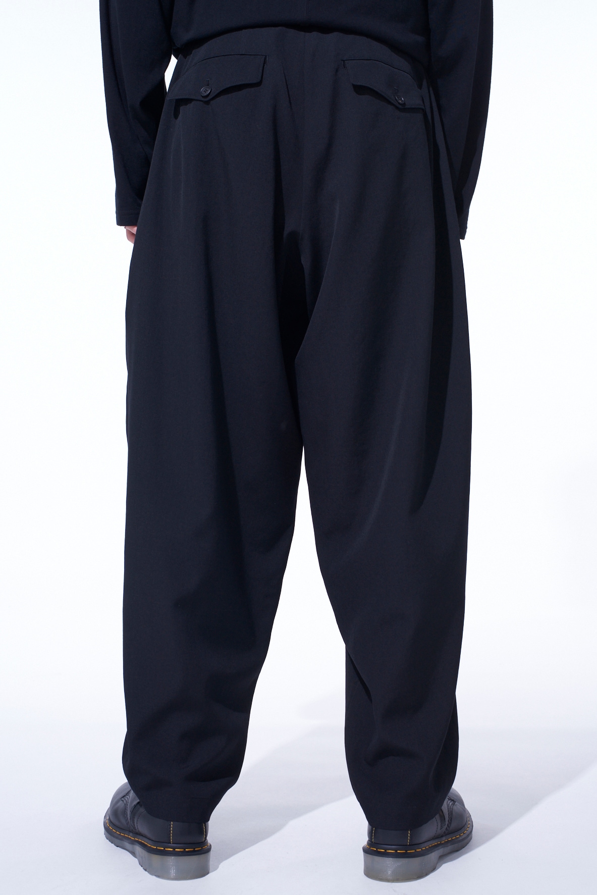 WASHER WOOL GABARDINE 2 TUCK SUSPENDER PANTS