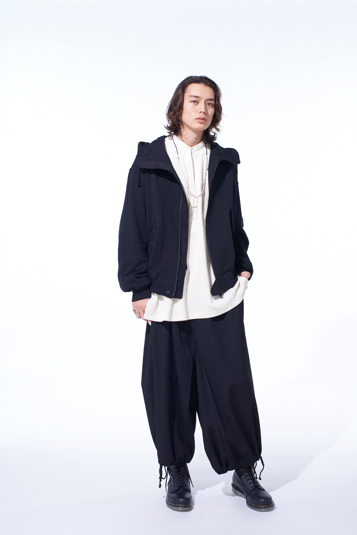 WASHER WOOL GABARDINE HAKAMA BALLOON PANTS