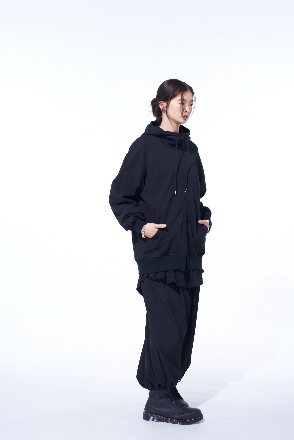WASHER WOOL GABARDINE HAKAMA BALLOON PANTS