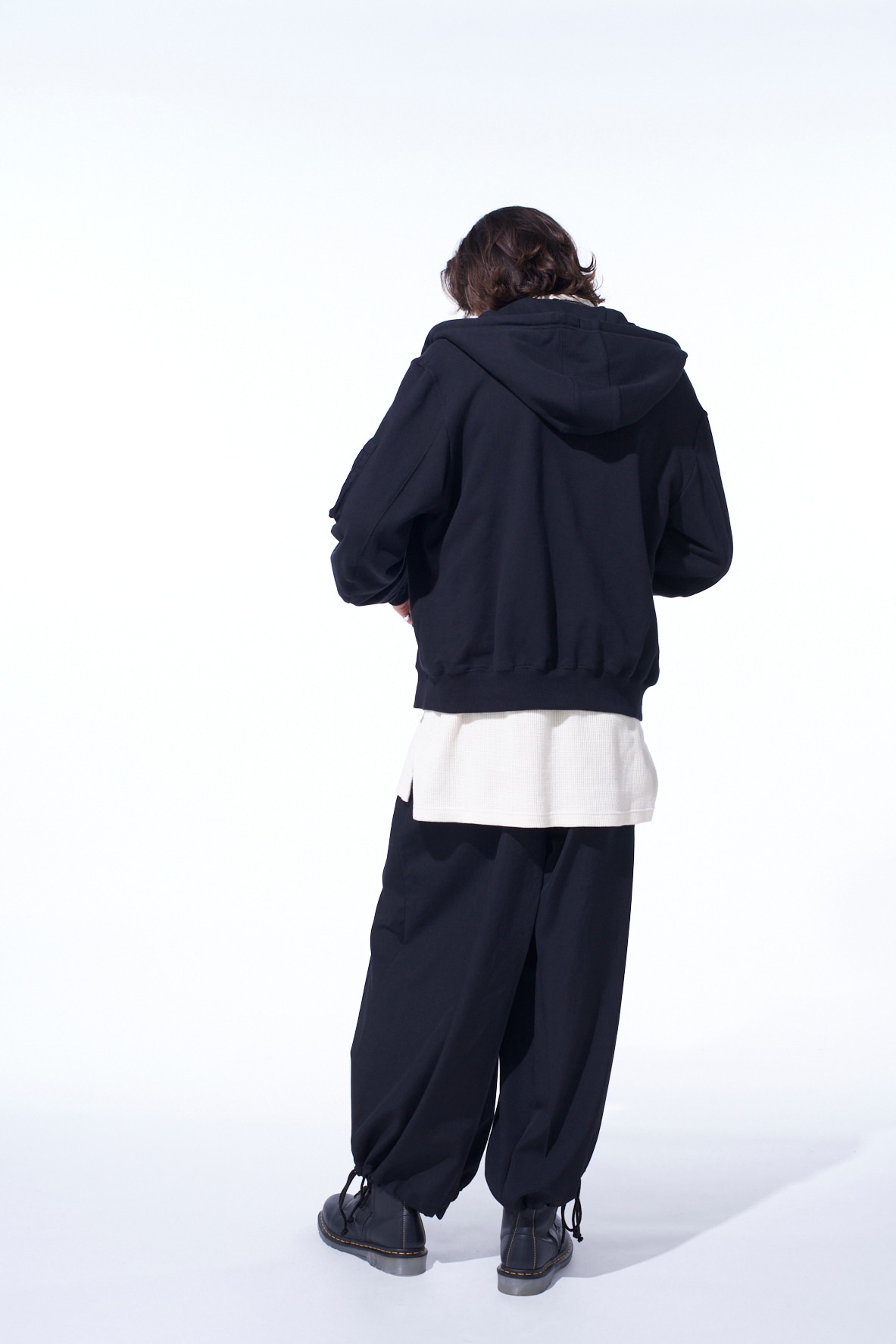WASHER WOOL GABARDINE HAKAMA BALLOON PANTS