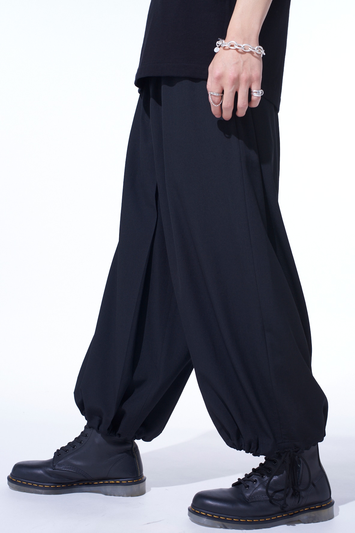 WASHER WOOL GABARDINE HAKAMA BALLOON PANTS
