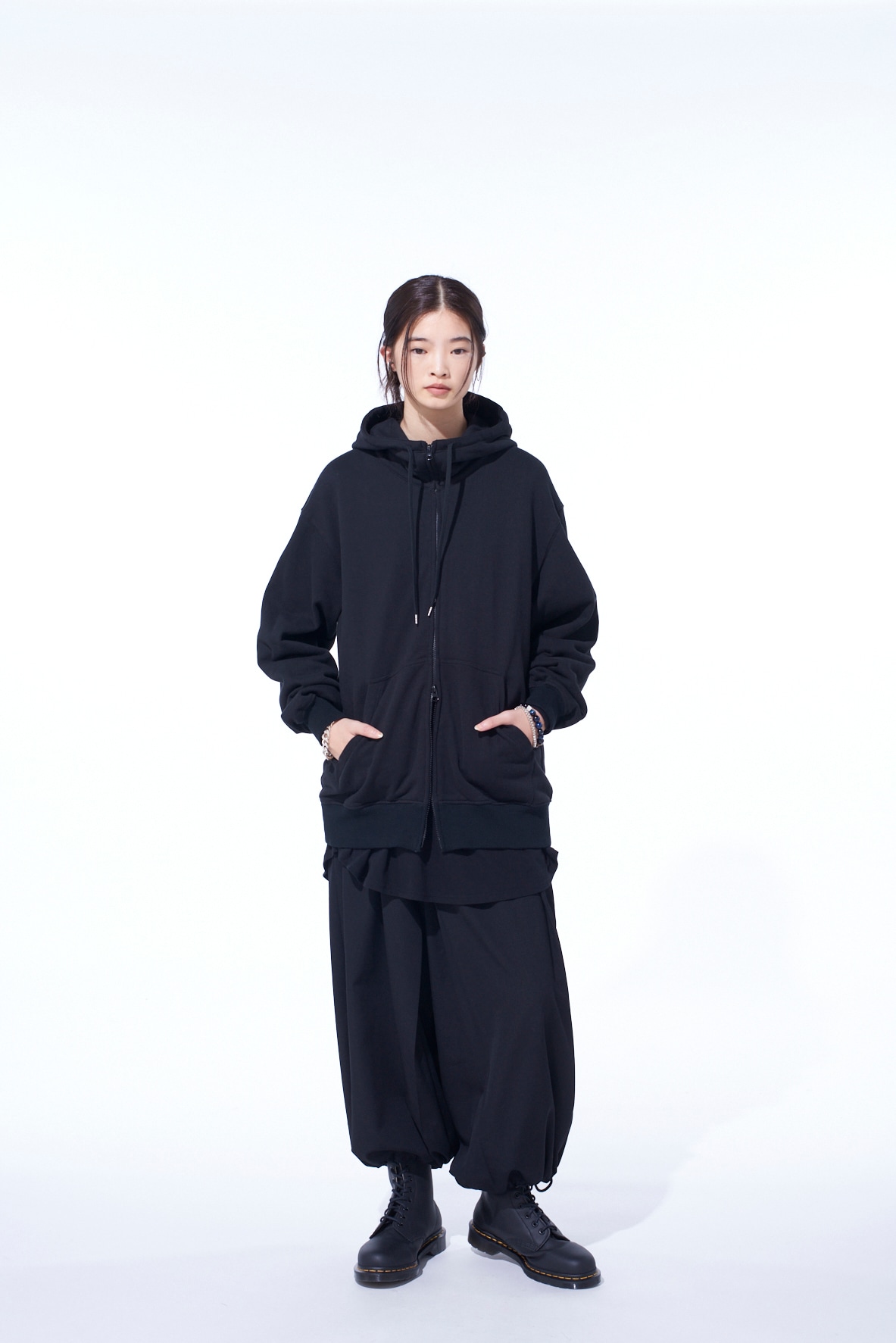 WASHER WOOL GABARDINE HAKAMA BALLOON PANTS