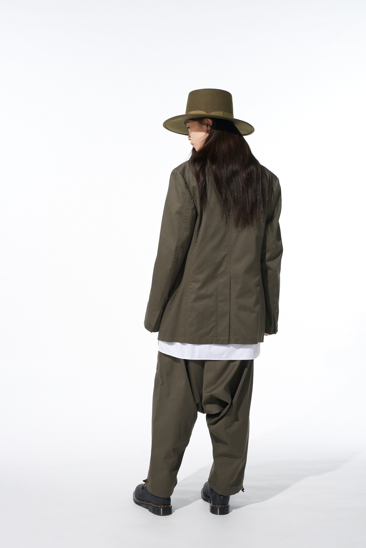 COTTON TWILL WIDE SAROUEL PANTS