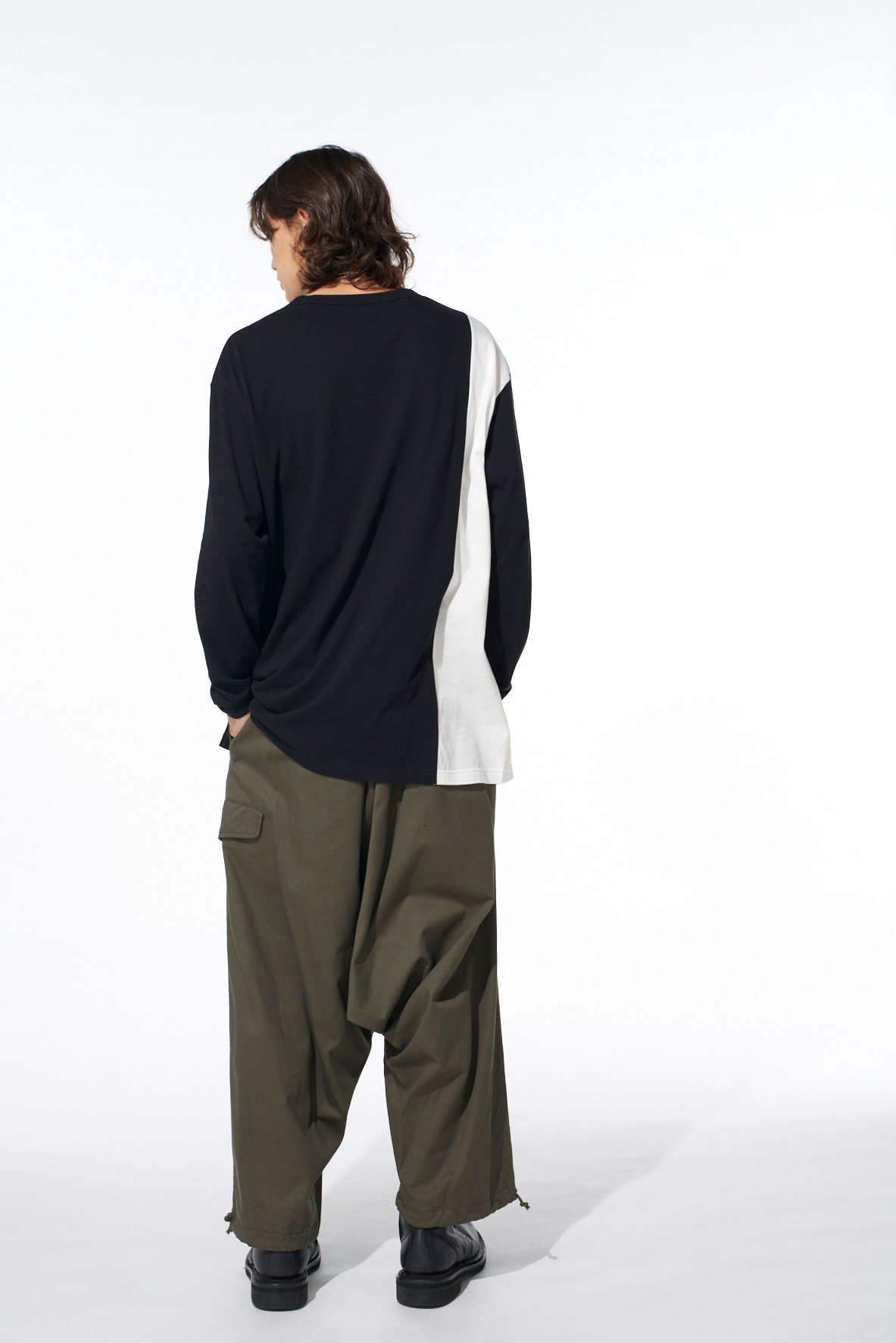 COTTON TWILL WIDE SAROUEL PANTS