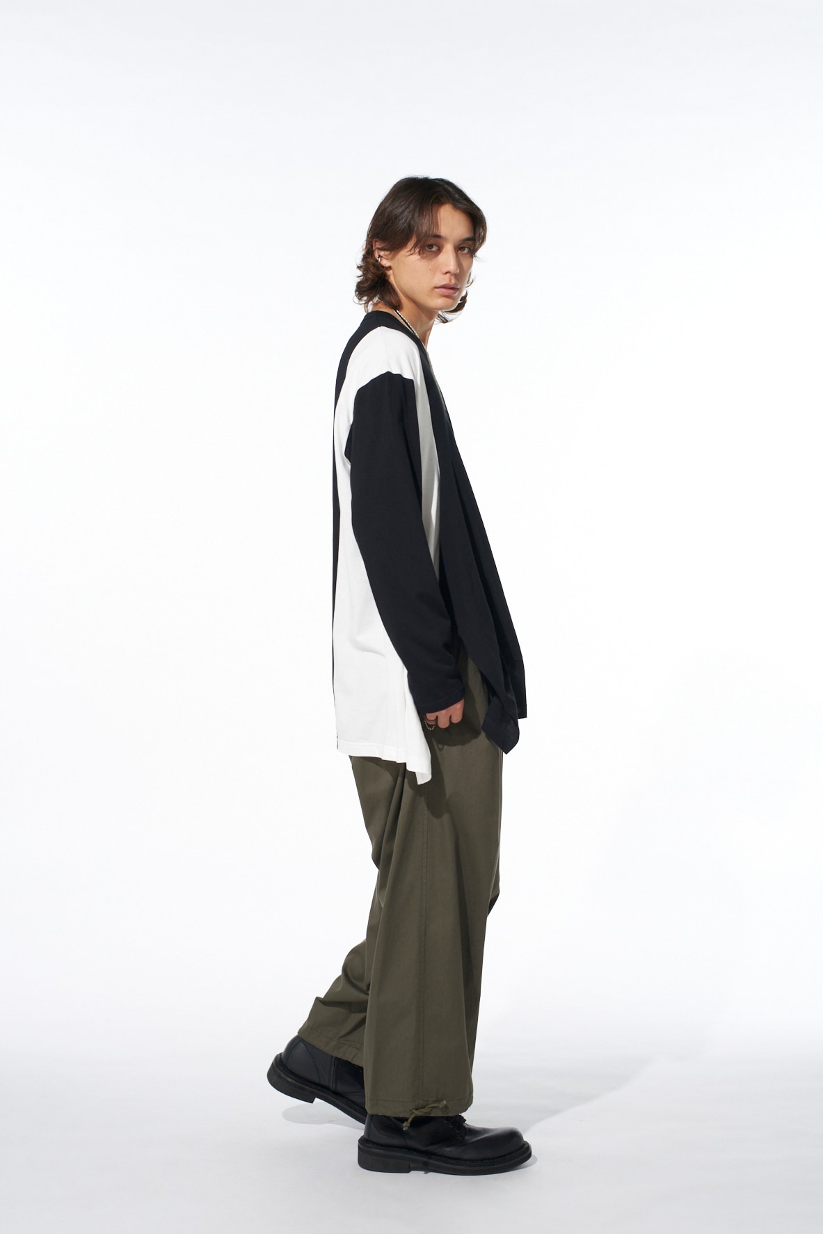 COTTON TWILL WIDE SAROUEL PANTS