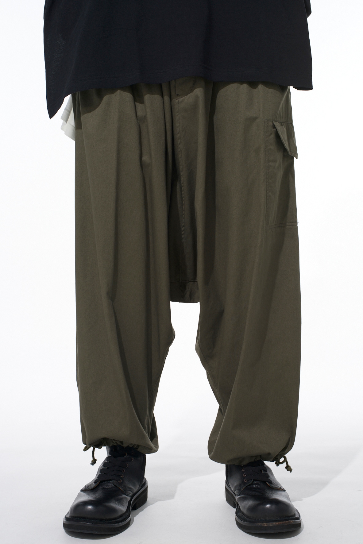 COTTON TWILL WIDE SAROUEL PANTS