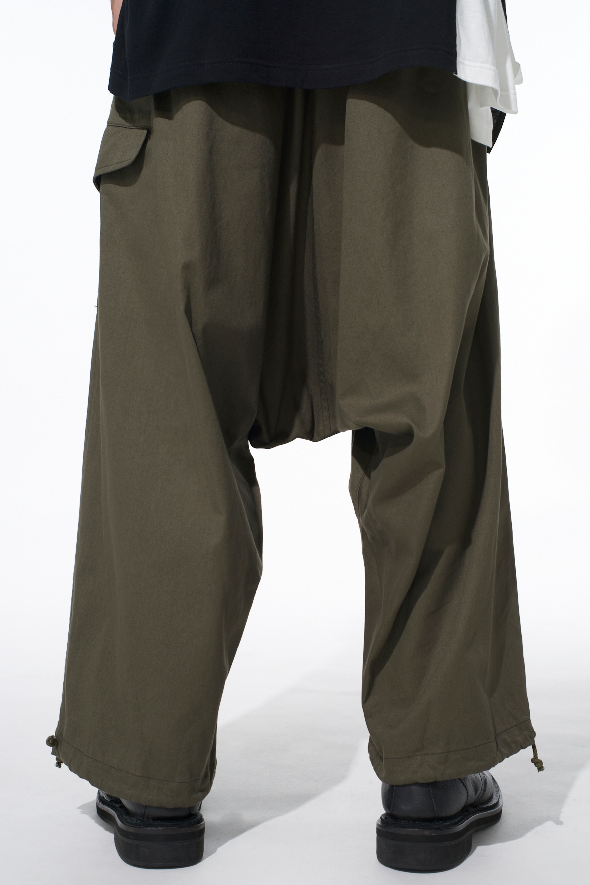 COTTON TWILL WIDE SAROUEL PANTS