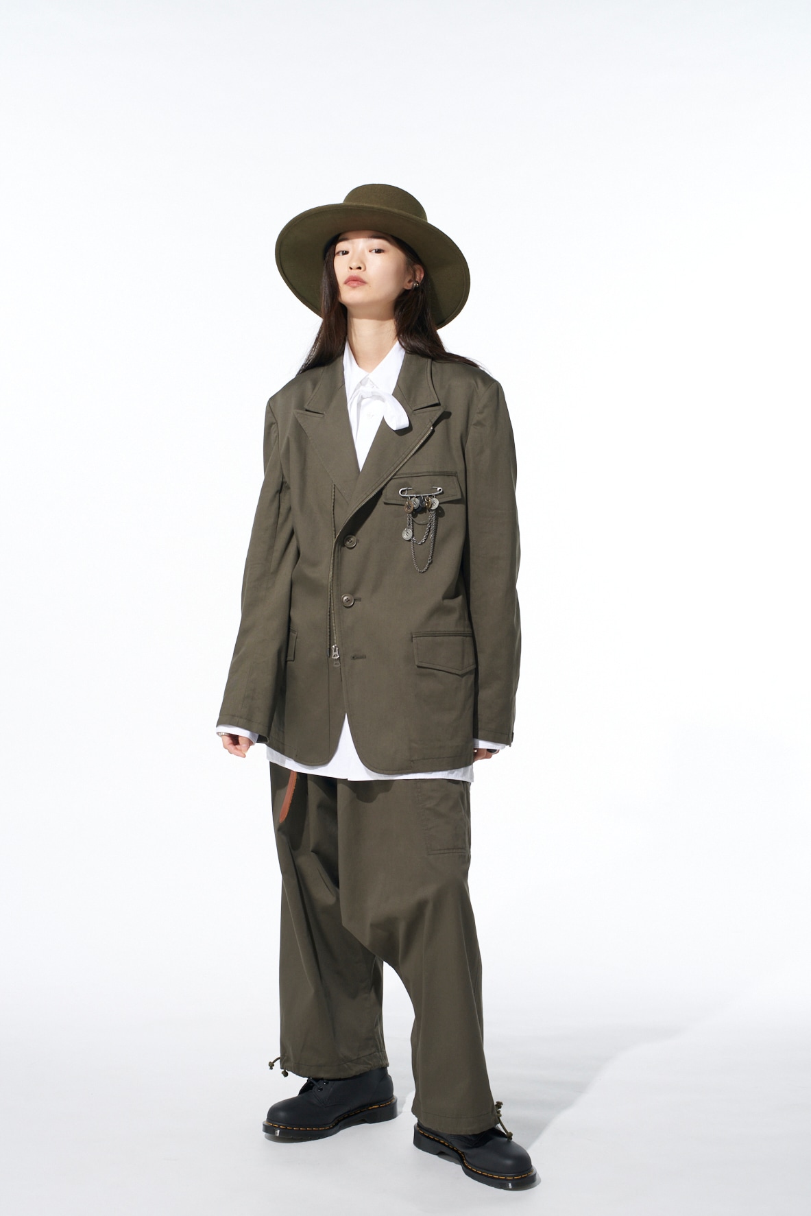 COTTON TWILL WIDE SAROUEL PANTS