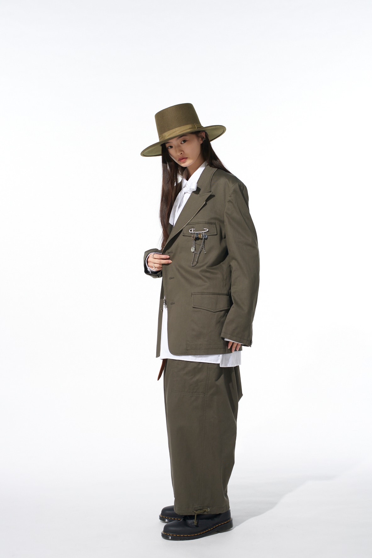 COTTON TWILL WIDE SAROUEL PANTS