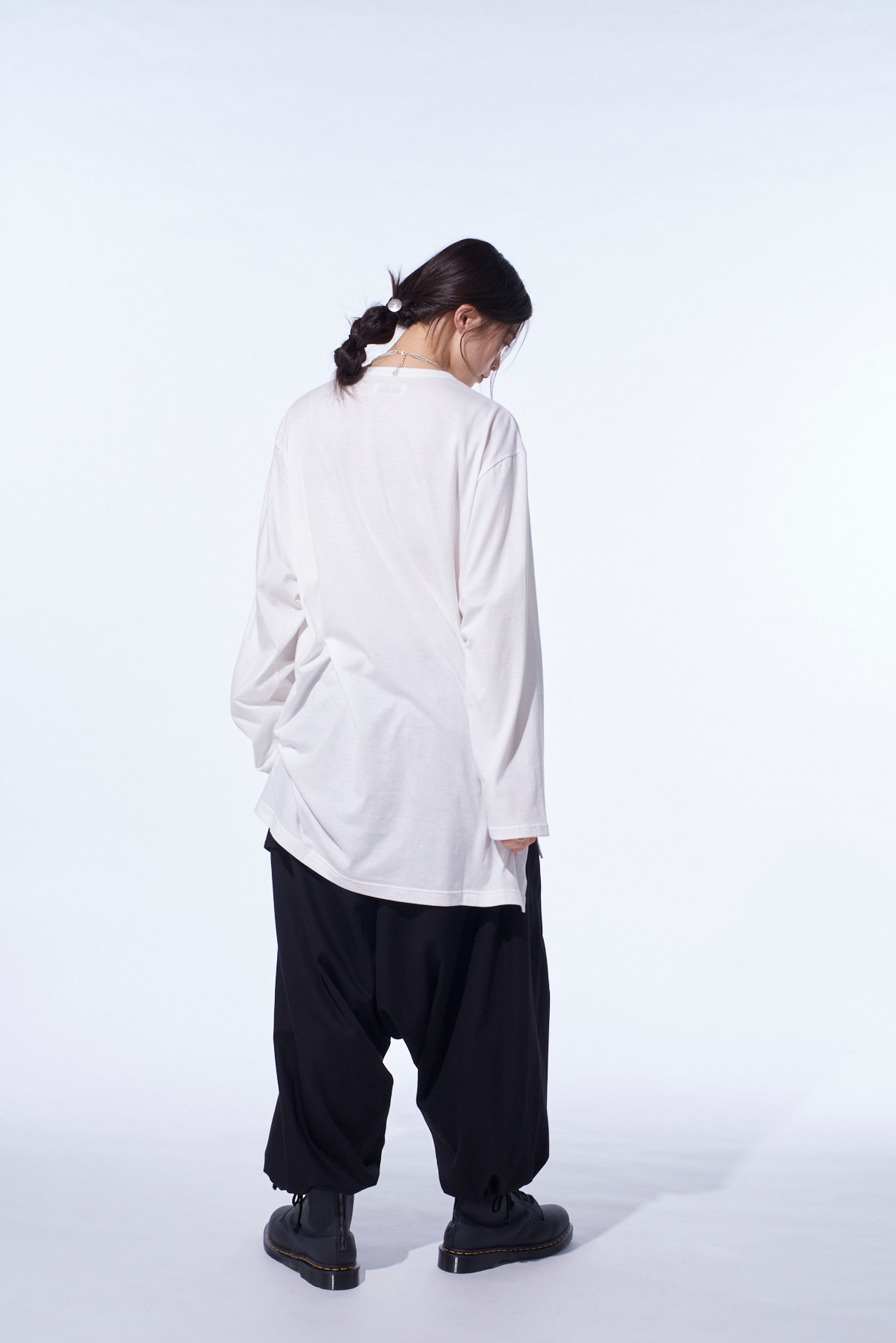 COTTON TWILL WIDE SAROUEL PANTS
