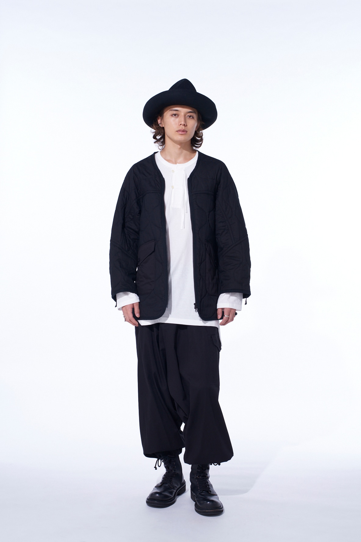 COTTON TWILL WIDE SAROUEL PANTS