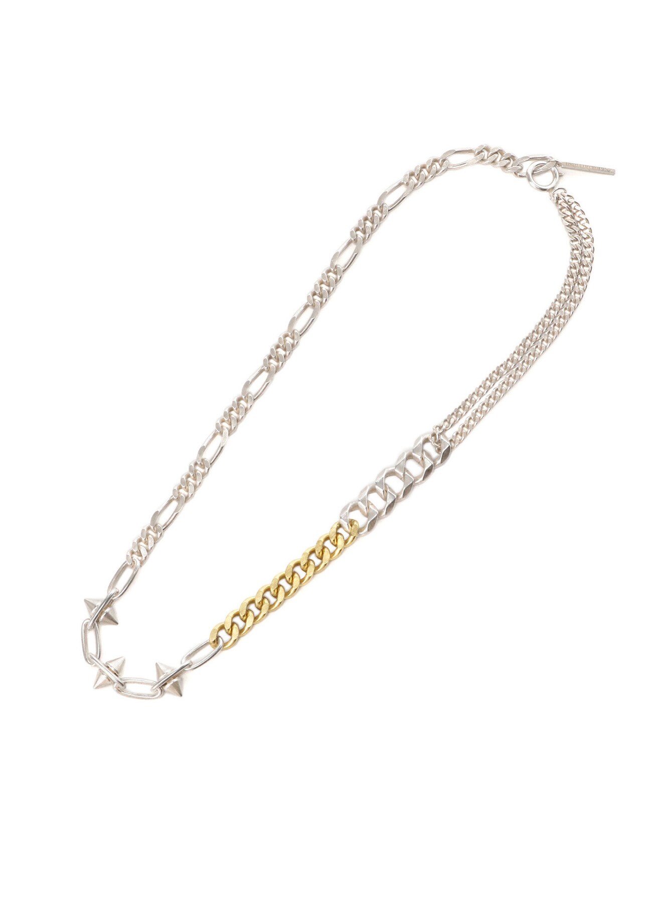 Brass Spike Figaro Curve Chain Necklace