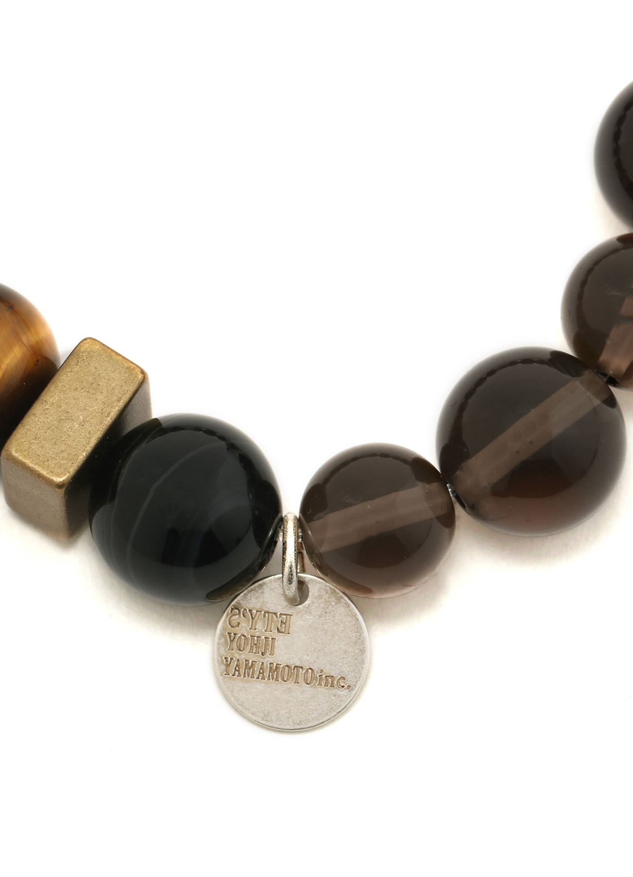 TIGER'S EYE+SMOKY QUARTZ BRASS BRACELET	