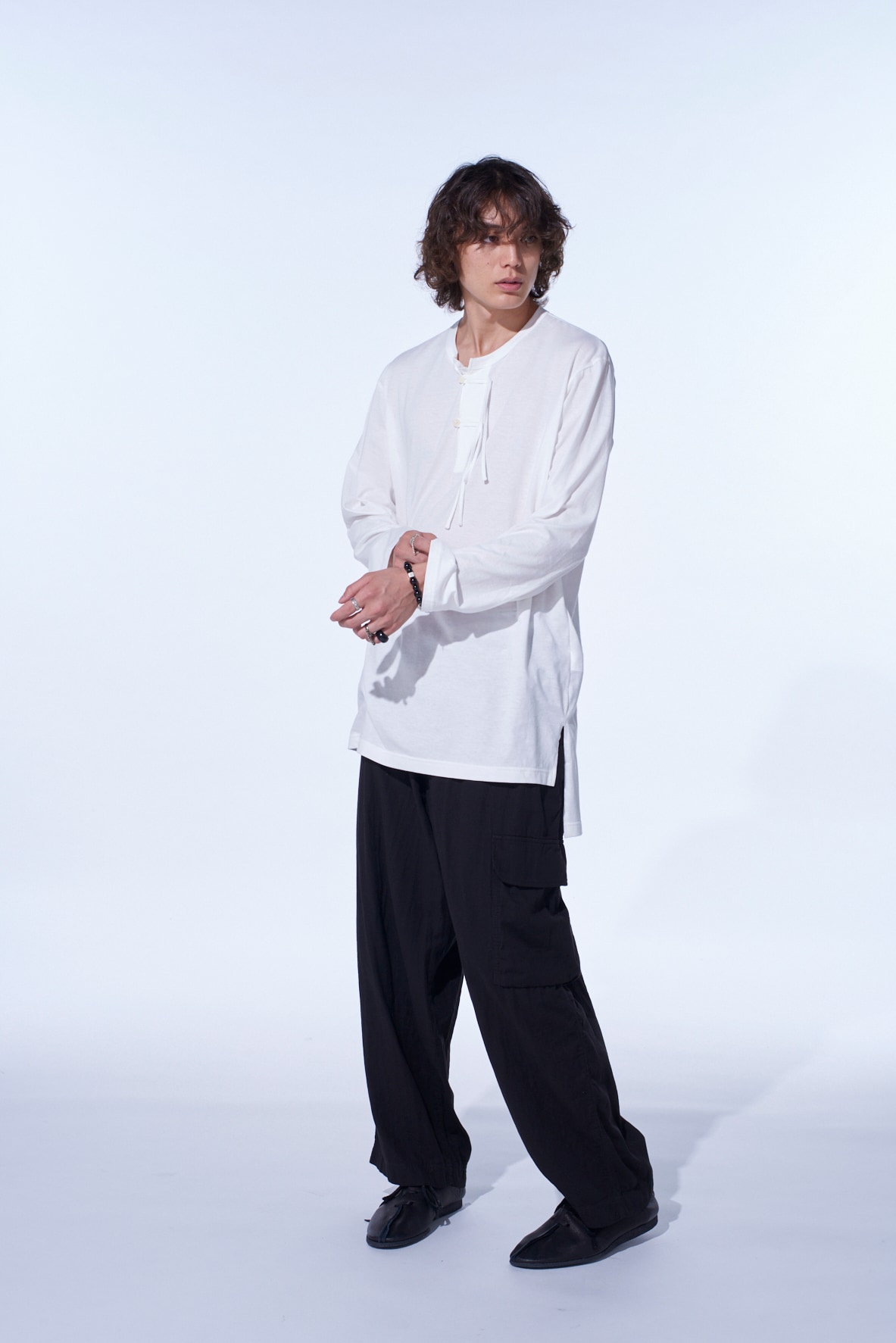 BLUE TIGER'S EYE+SMOKY QUARTZ BRASS BRACELET