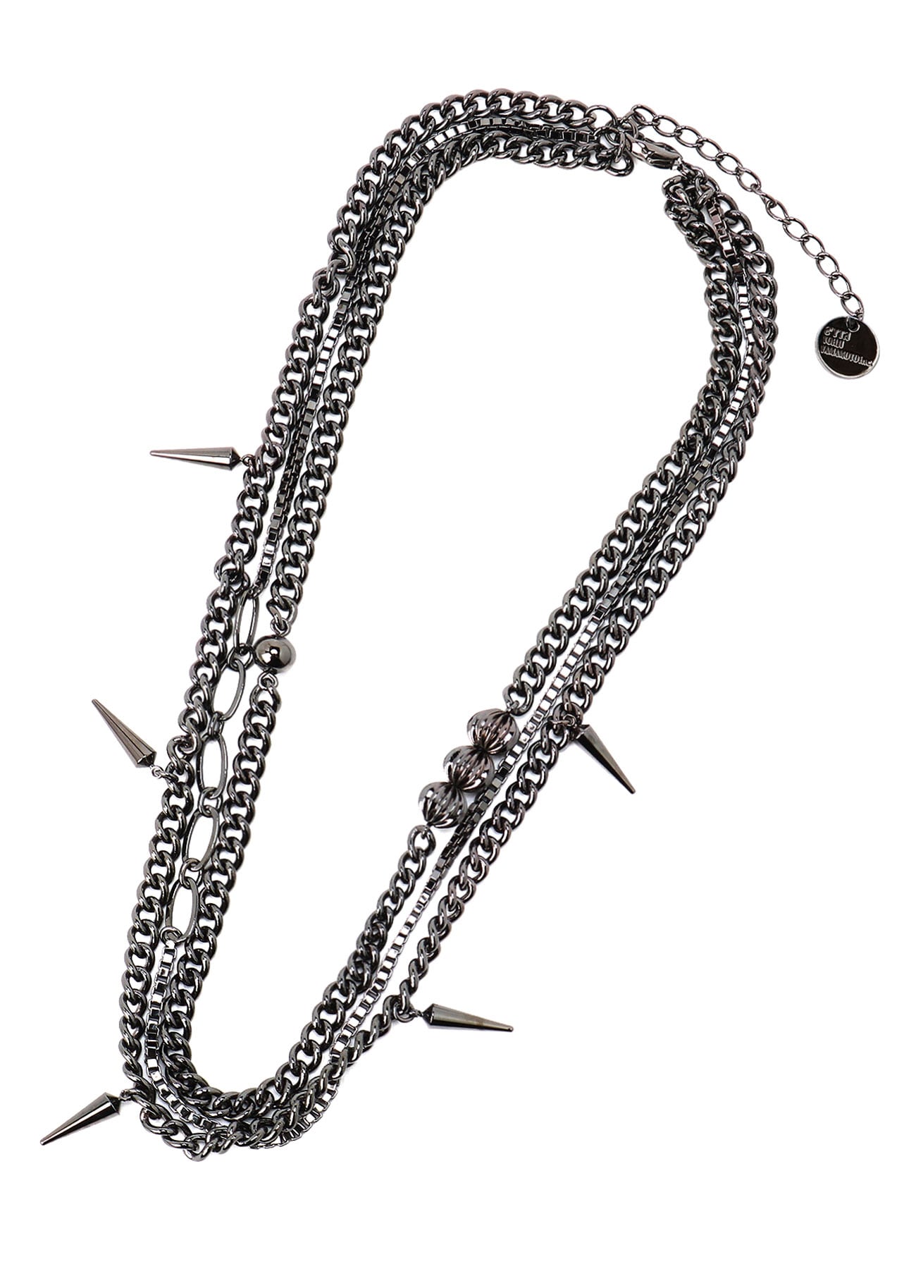 STUDS TRIPLE CHAIN NECKLACE