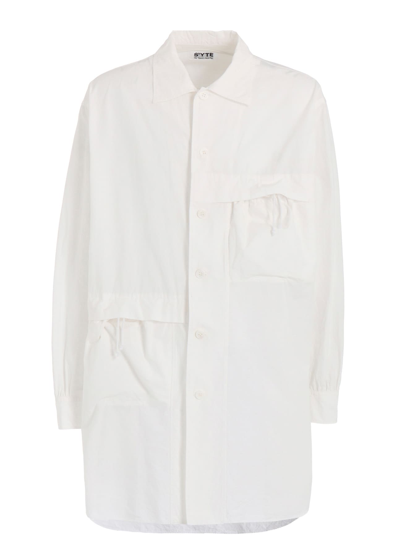 COTTON LINEN DRAWSTRING POCKET SHIRT