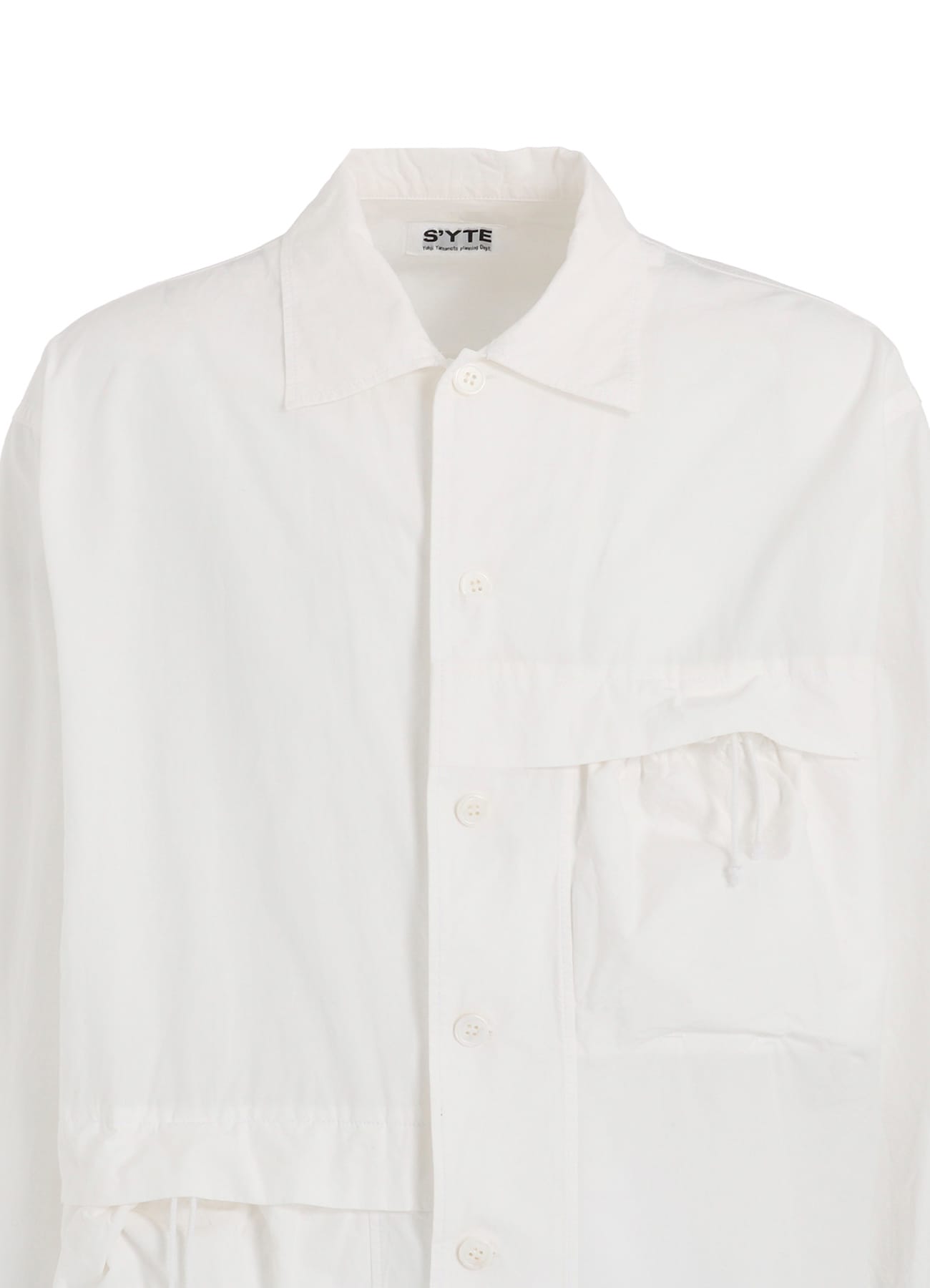 COTTON LINEN DRAWSTRING POCKET SHIRT