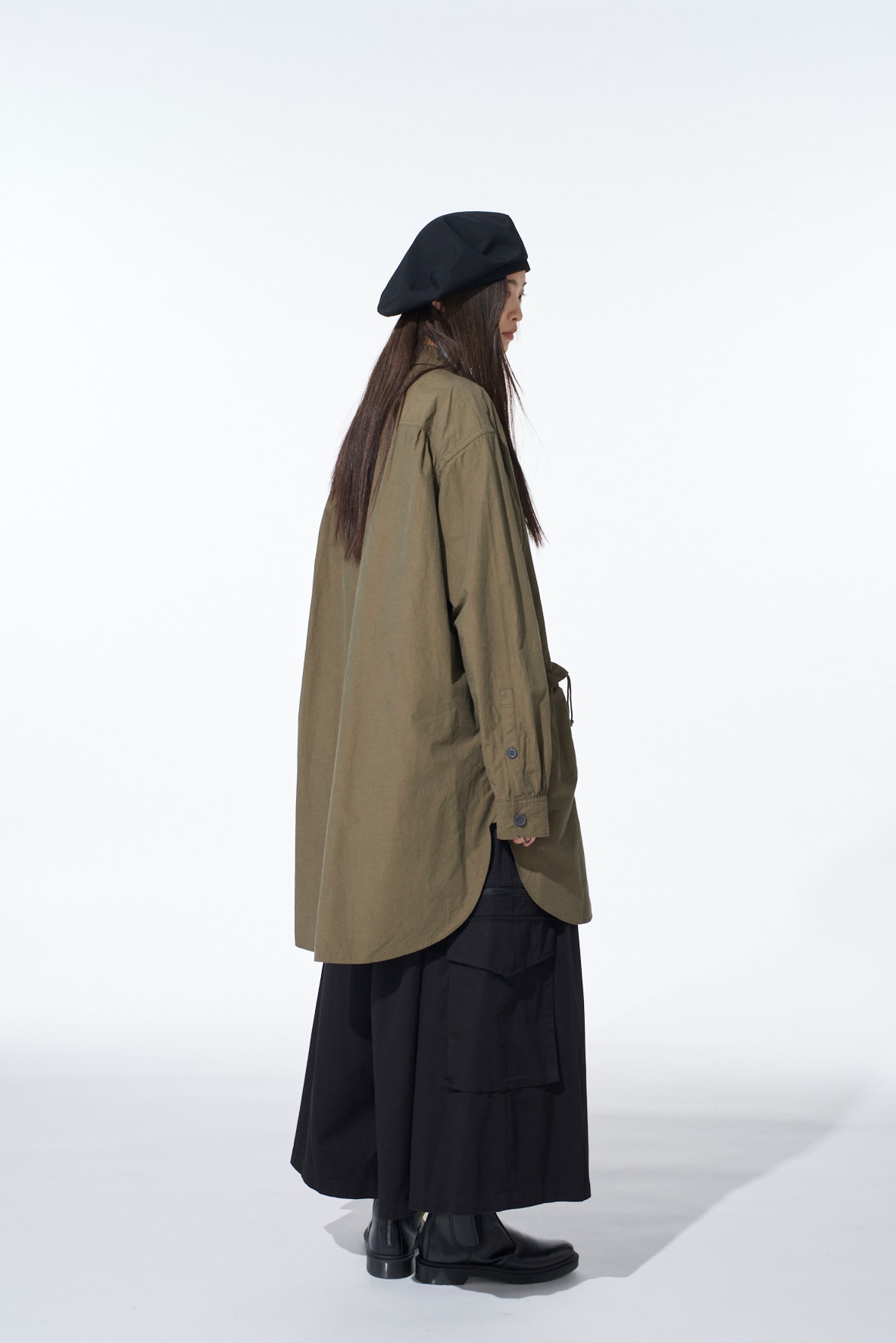 COTTON LINEN DRAWSTRING POCKET SHIRT