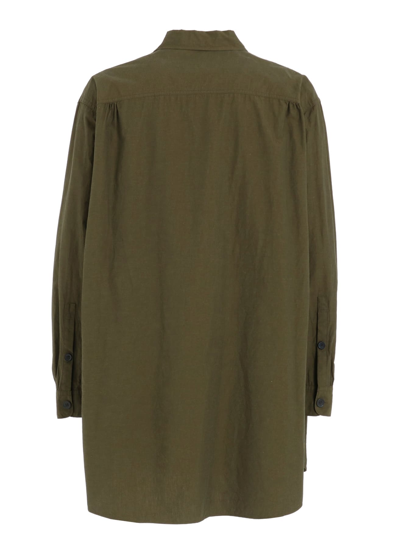 COTTON LINEN DRAWSTRING POCKET SHIRT