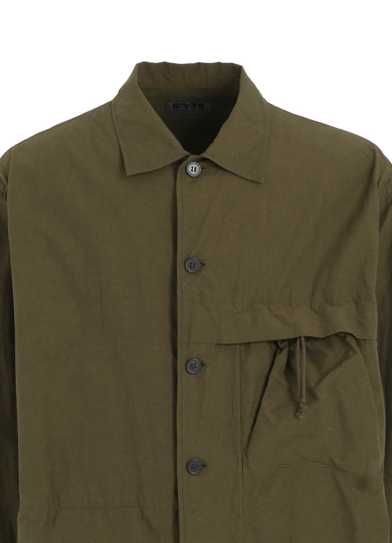 COTTON LINEN DRAWSTRING POCKET SHIRT