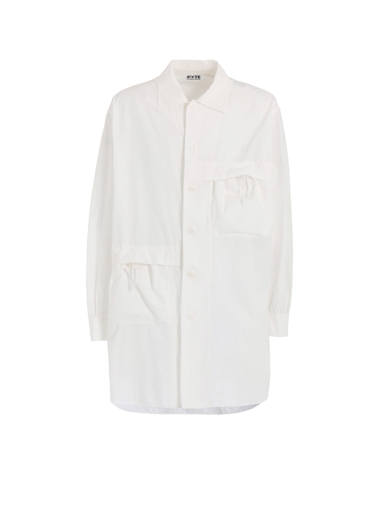 COTTON LINEN DRAWSTRING POCKET SHIRT