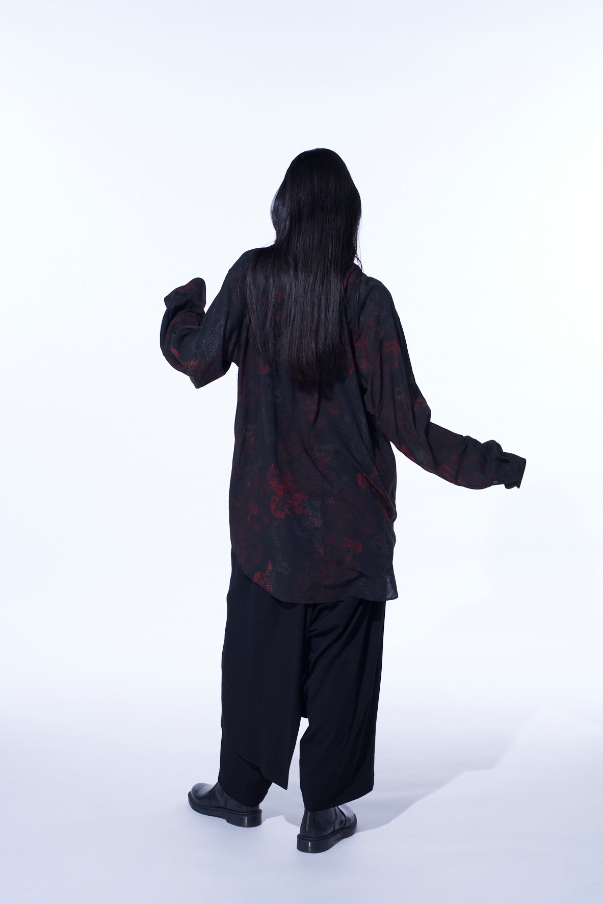 RAYON CRIMSON LACE PRINT REGULAR COLLAR SHIRT
