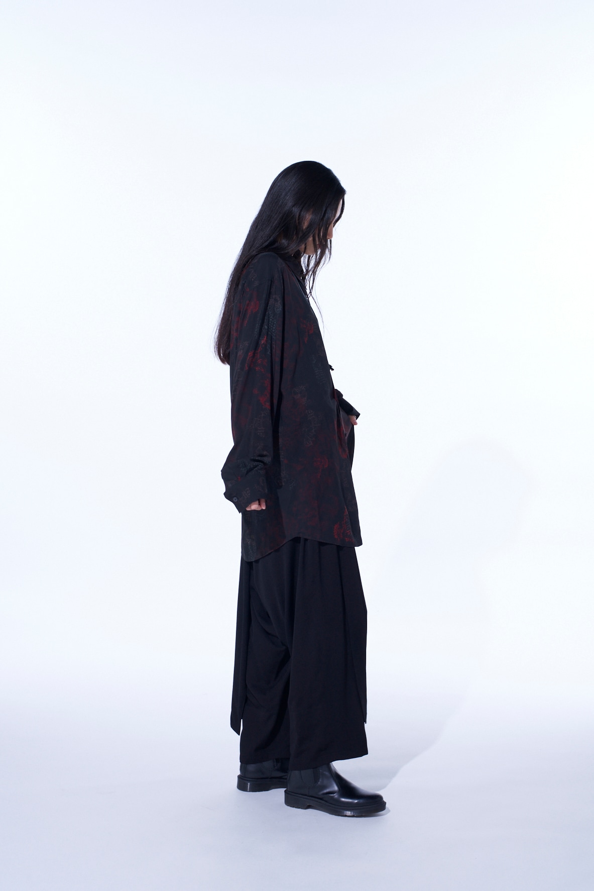 RAYON CRIMSON LACE PRINT REGULAR COLLAR SHIRT